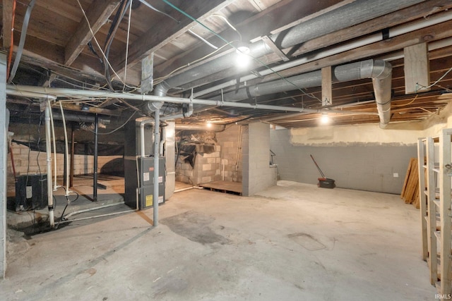 basement with heating unit