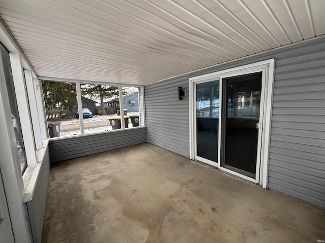 view of unfurnished sunroom