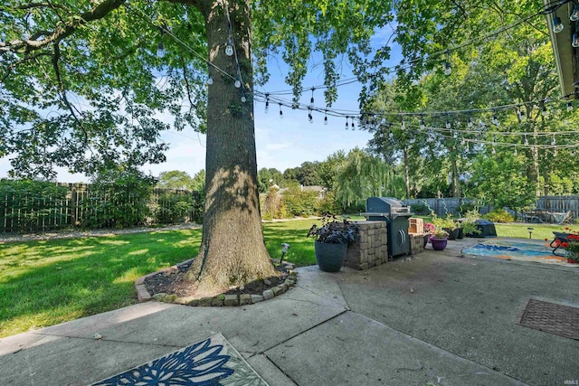 view of patio with an outdoor kitchen