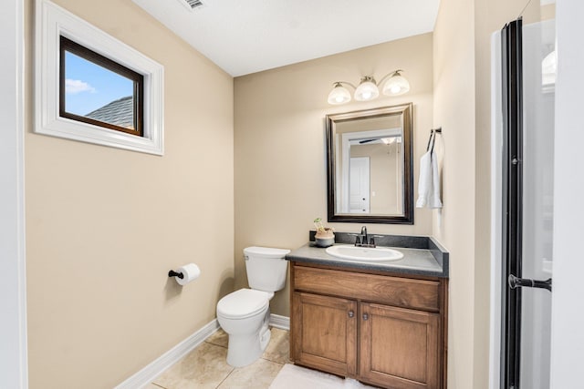 bathroom with tile patterned floors, vanity, and toilet