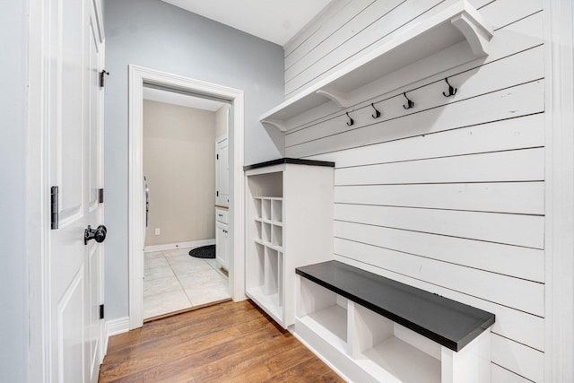 mudroom featuring dark hardwood / wood-style flooring