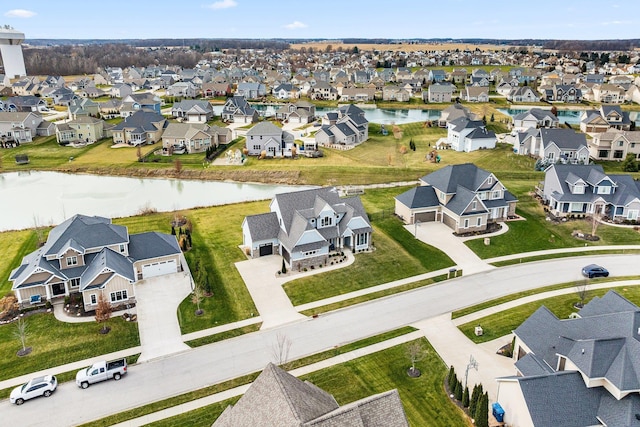 bird's eye view featuring a water view