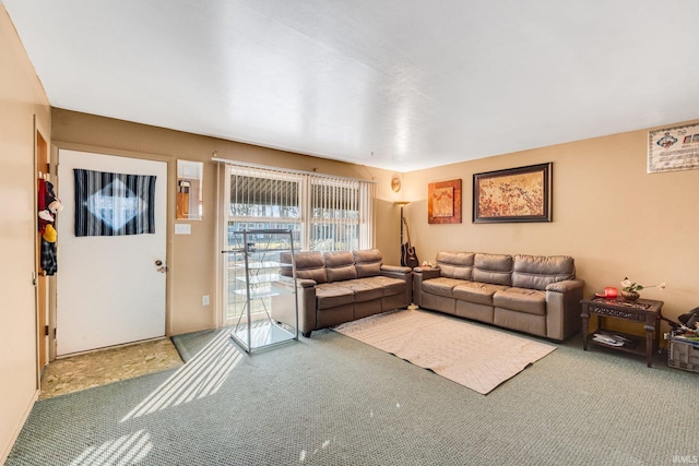 living room featuring carpet floors