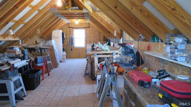 view of unfinished attic