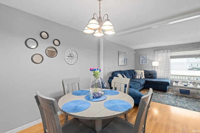 dining room featuring a chandelier and light wood-type flooring