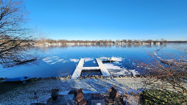 dock area featuring a water view