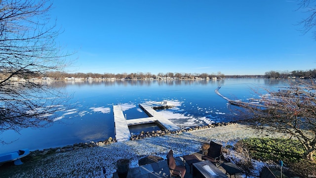 dock area featuring a water view