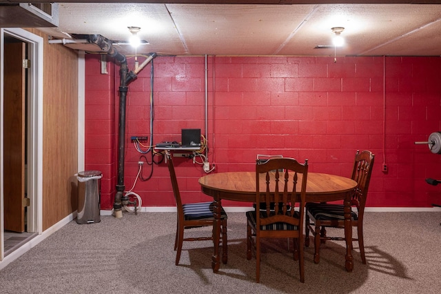 view of carpeted dining space