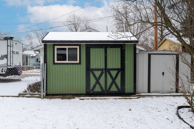 view of snow covered structure