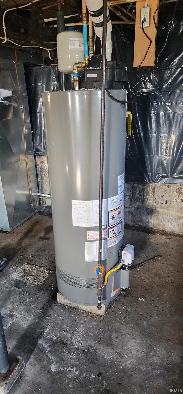 utility room with gas water heater