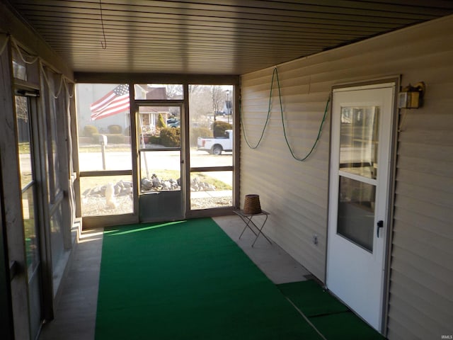 view of unfurnished sunroom