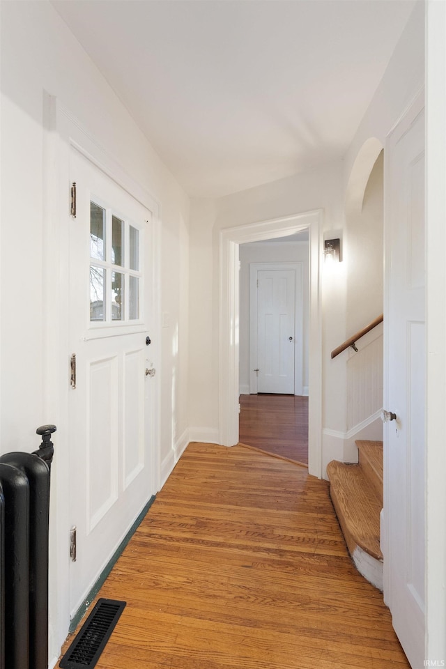 interior space with light hardwood / wood-style flooring