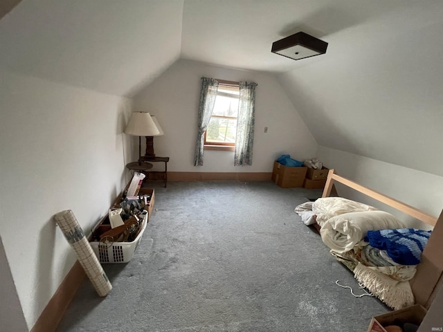 additional living space with carpet flooring and vaulted ceiling