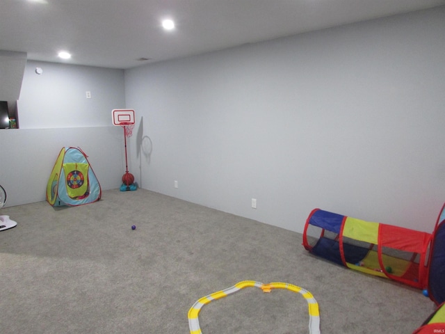 rec room with carpet floors