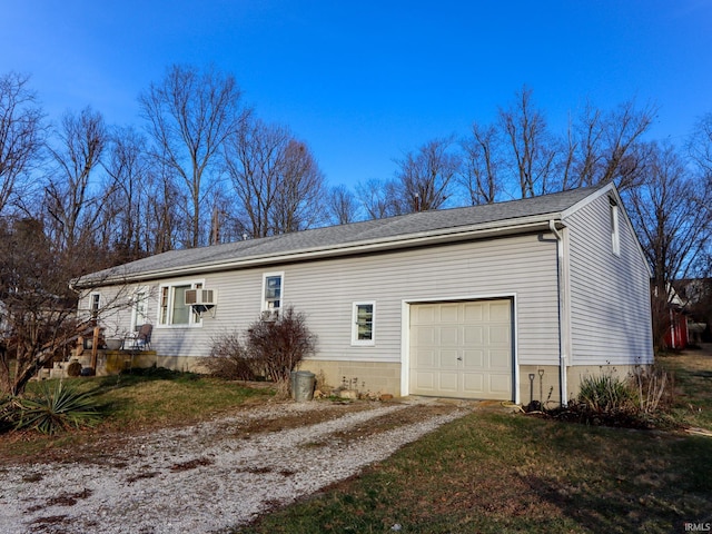 exterior space with a garage