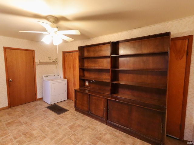 laundry room featuring ceiling fan and washer / clothes dryer