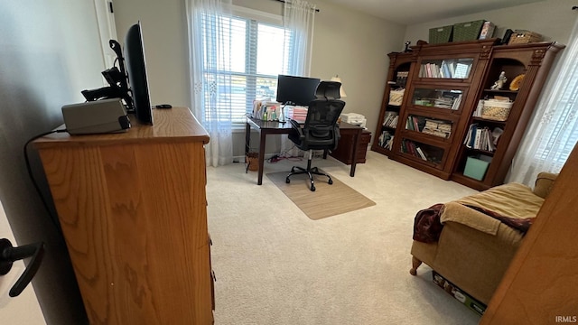 view of carpeted office space