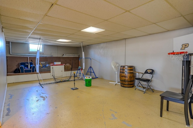 basement with a drop ceiling