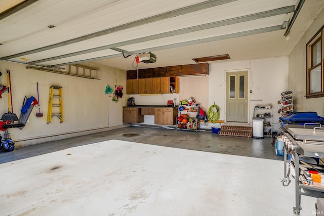 garage with a garage door opener