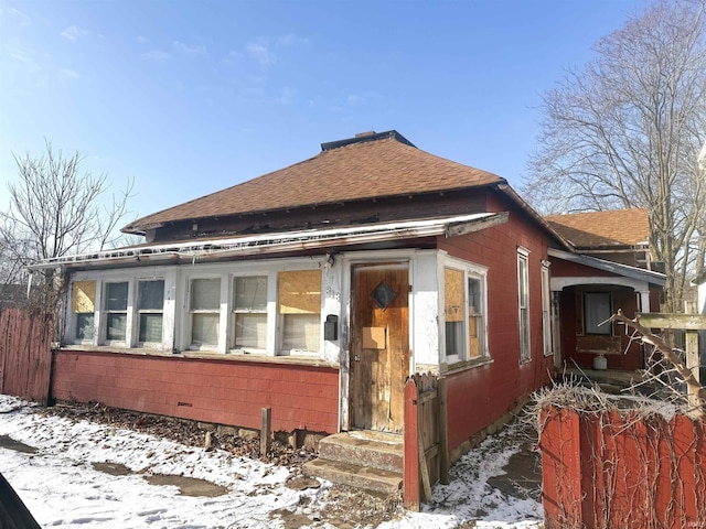 view of snowy exterior