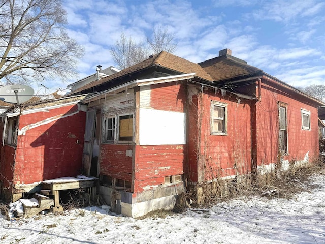 view of snowy exterior