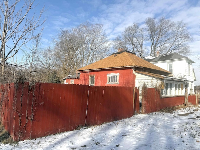 view of snow covered exterior