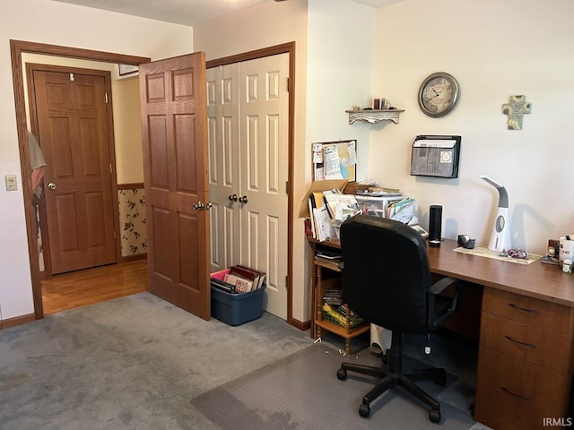 view of carpeted office space