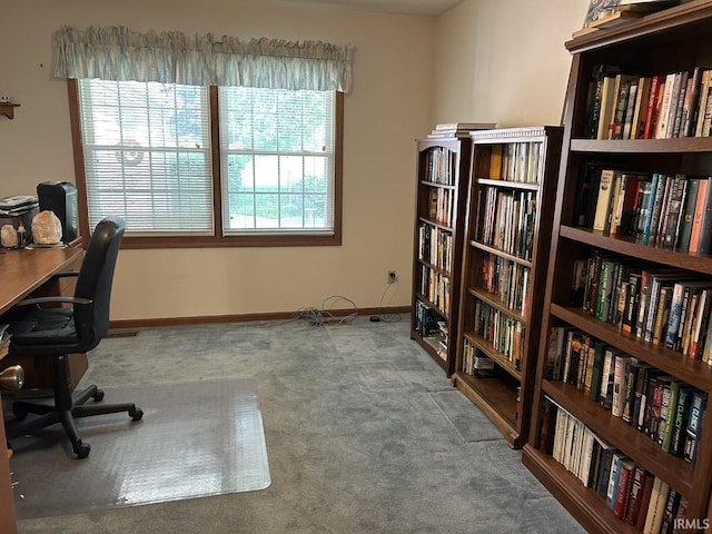 view of carpeted office space