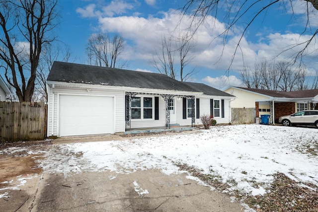 single story home featuring a garage