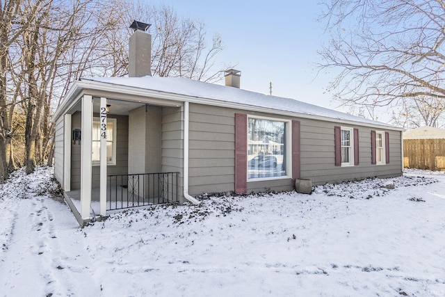 view of snowy exterior