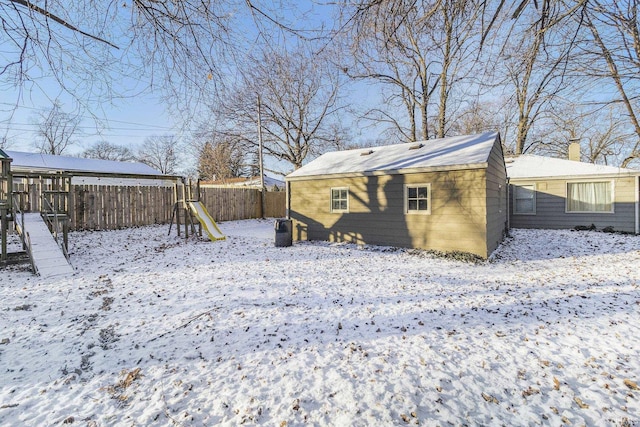 view of snow covered house