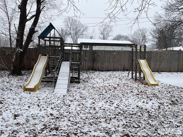 view of snow covered playground