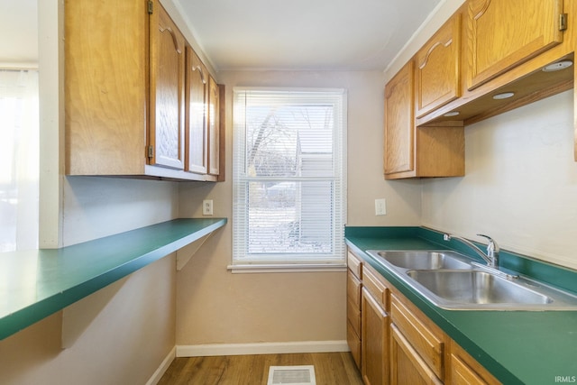 kitchen featuring hardwood / wood-style floors and sink