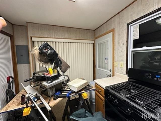 kitchen with black range oven