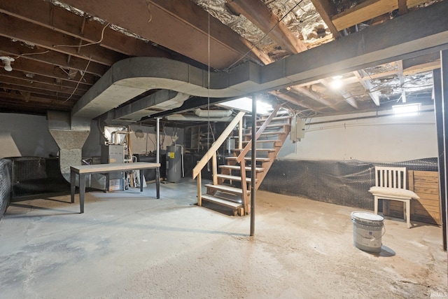 basement with water heater