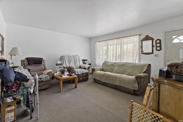 view of carpeted living area