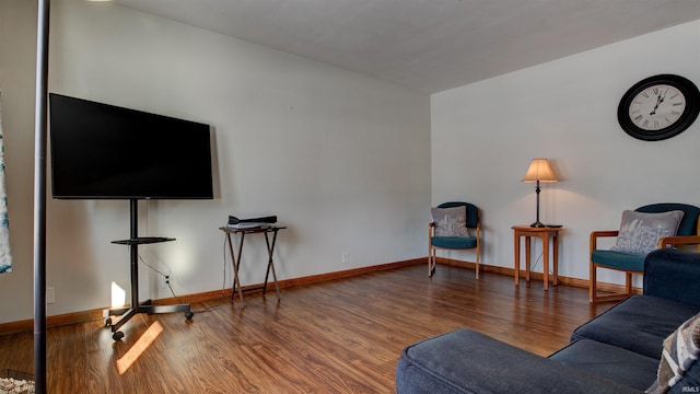 living room featuring dark hardwood / wood-style flooring