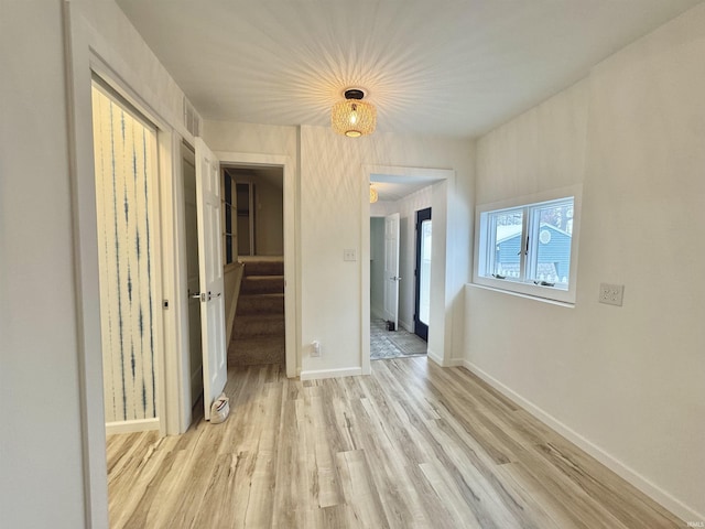 empty room featuring light wood-type flooring