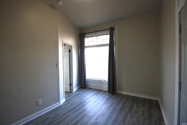 unfurnished room featuring dark wood-type flooring