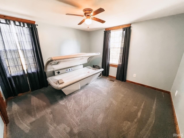 bedroom with carpet flooring and ceiling fan