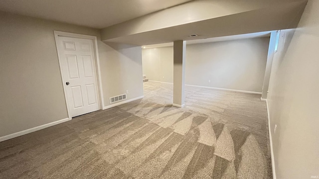 basement with carpet floors