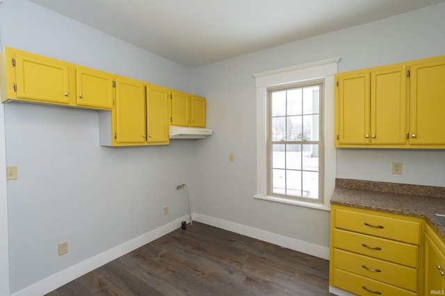 kitchen with dark hardwood / wood-style floors