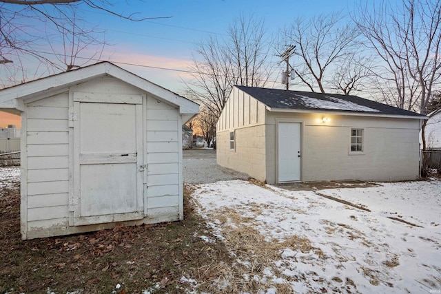 view of snow covered structure