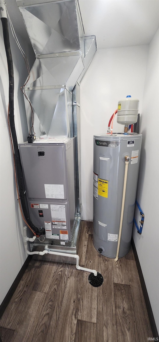 utility room featuring water heater