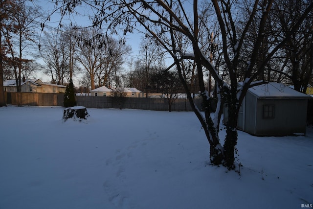 view of yard covered in snow