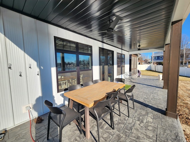 view of patio with ceiling fan