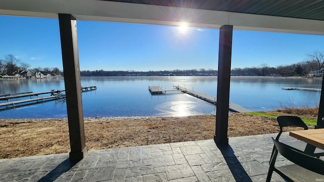 dock area featuring a water view