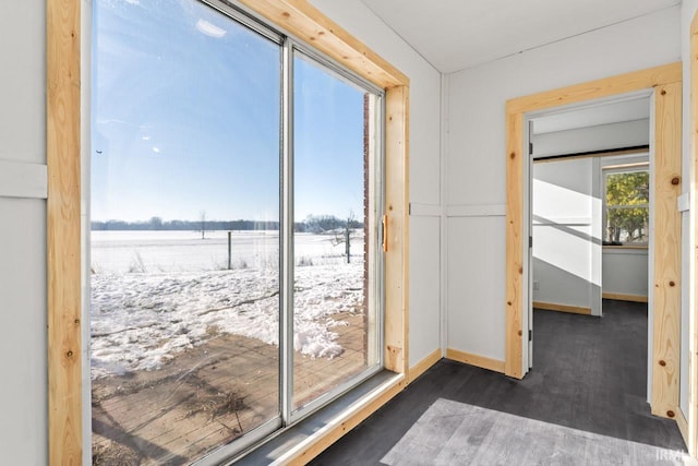 doorway to outside featuring dark hardwood / wood-style flooring