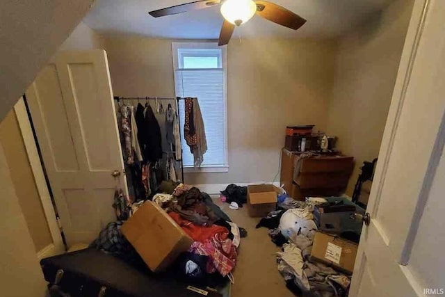 bedroom featuring ceiling fan