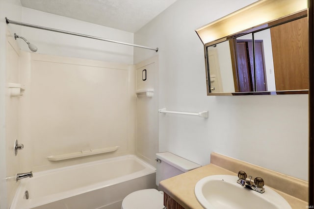 full bathroom featuring vanity, shower / bathtub combination, and toilet